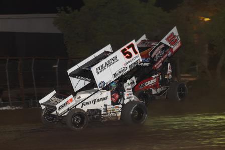 Kyle Larson won the Gold Cup opener Thursday at Chico (Trent Gower Photo) (Video Highlights from DirtVision.com)