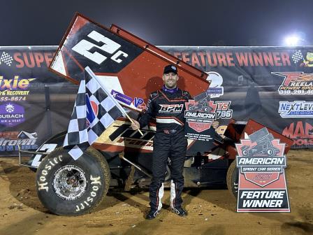 Seth Bergman won the ASCS feature at Super Bee Speedway Friday