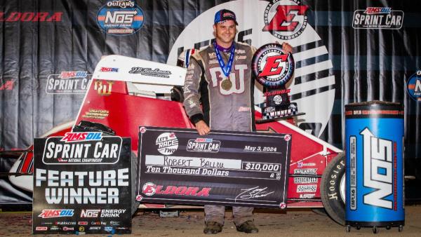 Robert Ballou Wins USAC Sprint Car Thriller by .016 at Eldora