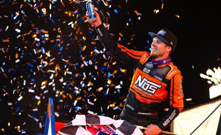 Sheldon Haudenschild won the Friday night WoO feature at Eldora (Trent Gower Photo) (Video Highlights from DirtVision.com)