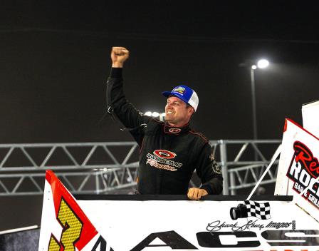 Dusty Zomer celebrates his Knoxville win (Chuck Stowe Photo)