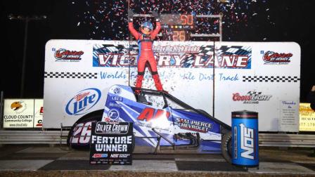 Kaylee Bryson (Muskogee, Okla.) cemented herself in the record books by becoming the first woman to win a USAC nationally sanctioned event in the 69-year history of the organization on Saturday night at the Belleville (Kan.) High Banks. (Rich Forman Photo) (Video Highlights from FloRacing.com)