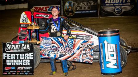 Logan Seavey (Sutter, Calif.) pocketed $10,000 for capturing Thursday night's USAC AMSOIL Sprint Car National Championship feature at Circle City Raceway. (Indy Racing Images Photo) (Video Highlights from FloRacing.com)