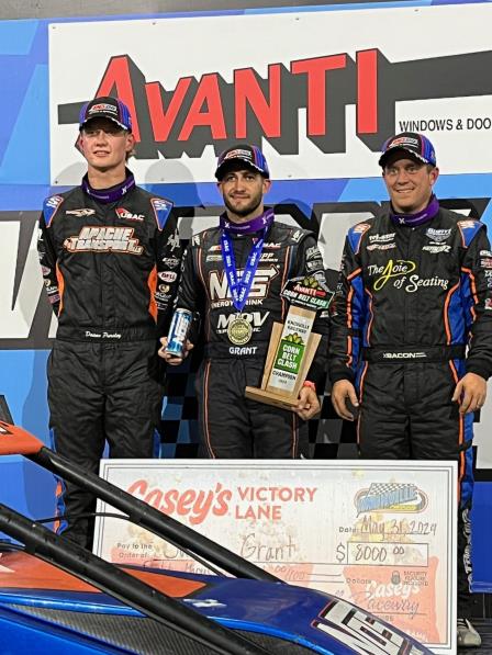 Friday's USAC Podium: Daison Pursley (3rd), Justin Grant (1st), Brady Bacon (2nd) (Video Highlights from FloRacing.com)