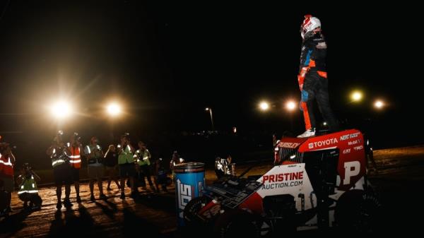 Daison Pursley Pounces to Bloomington Win, Takes Over USAC IMW Point Lead