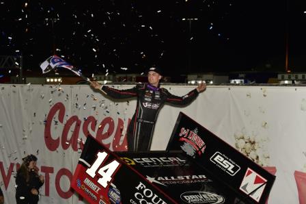 Corey Day made his first Knoxville win count against an All Star cast with the Outlaws at Knoxville (Mark Funderburk Photo) (Video Highlights from DirtVision.com)