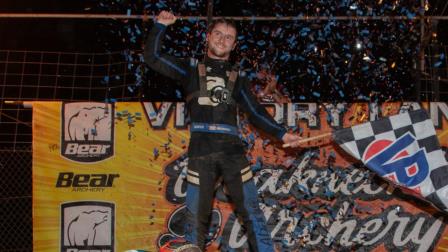 Logan Seavey (Sutter, Calif.) captured a photo finish victory in Sunday night's USAC Eastern Storm finale at Kutztown, Pennsylvania's Action Track USA. (Dave Dellinger Photo) (Video Highlights from FloRacing.com)