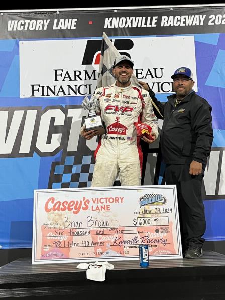 Brian Brown celebrates his win at Knoxville Saturday (Video Highlights from DirtVision.com)