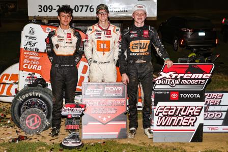 Ryan Timms won on the high banks of Spoon River Speedway with the Xtreme Midgets Friday (Tyler Carr Photo) (Video Highlights from DirtVision.com)