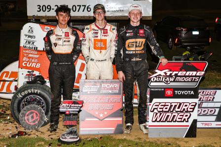 Ryan Timms won on the high banks of Spoon River Speedway with the Xtreme Midgets Friday (Tyler Carr Photo) (Video Highlights from DirtVision.com)