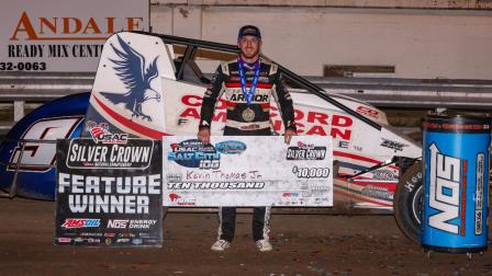 Kevin Thomas Jr. (Cullman, Ala.) captured his first career USAC Silver Crown National Championship victory on Saturday night at Salt City Speedway in Hutchinson, Kansas. (Jack Reitz Photo) (Video Highlights from FloRacing.com)