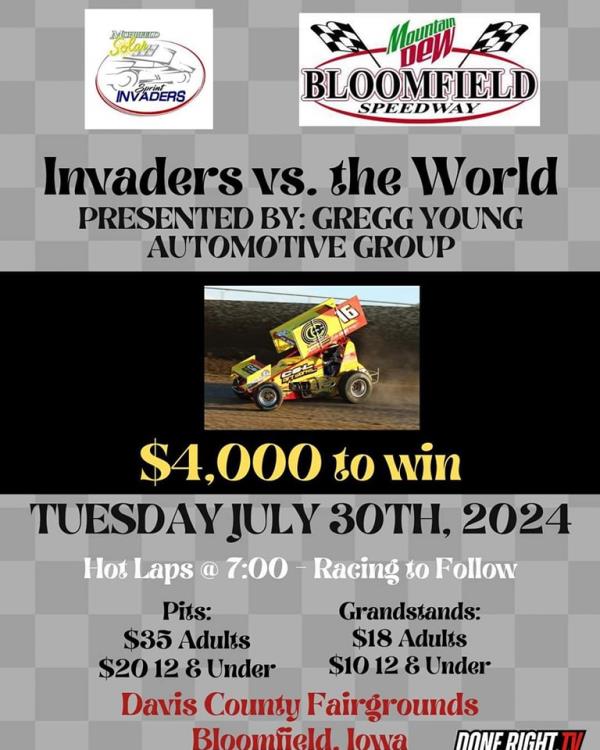 Sprint Invaders Take on All Comers in Bloomfield Tuesday!