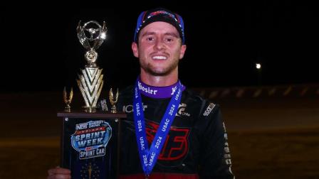 Logan Seavey (Sutter, Calif.) notched his 13th victory of the USAC AMSOIL Sprint Car National Championship season on Wednesday night at Circle City Raceway, round four of NOS Energy Drink USAC Indiana Sprint Week Presented By Honest Abe Roofing. (Josh James Artwork Photo) (Video Highlights from FloRacing.com)