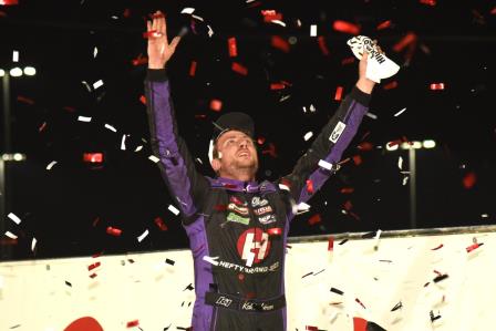 Kaleb Johnson won his first Knoxville feature Thursday at the 360 Nationals Opener (Paul Arch Photo) (Video Highlights from DirtVision.com)