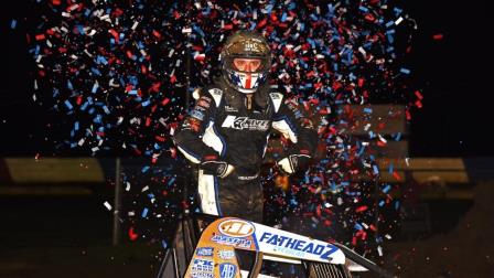 Brady Bacon (Broken Arrow, Okla.) collected his first NOS Energy Drink USAC Indiana Sprint Week Presented By Honest Abe Roofing feature victory in more than three years on Thursday night at the Terre Haute Action Track. (David Nearpass Photo) (Video Highlights from FloRacing.com)