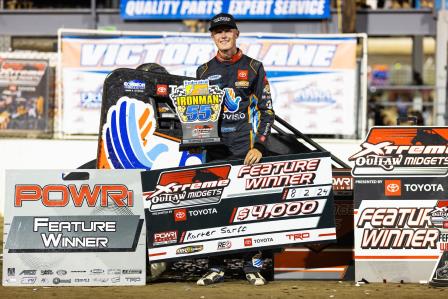 Karter Sarff topped the Xtreme Midget feature at I-55 Friday (Trent Gower Photo) (Video Highlights from DirtVision.com)