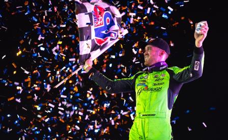 Carson Macedo took the WoO feature at River Cities Friday (Trent Gower Photo) (Video Highlights from DirtVision.com)