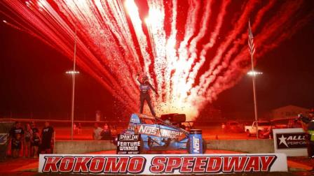 Justin Grant (Ione, Calif.) became the first four-time Elliott's Custom Trailers & Carts Sprint Car Smackdown champion on Saturday night at Indiana's Kokomo Speedway. (Rich Forman Photo) (Video Highlights from FloRacing.com)