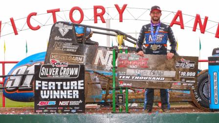 Justin Grant (Ione, Calif.) swept to victory on both Illinois dirt miles on the USAC Silver Crown National Championship schedule in 2024, his latest coming in the Ted Horn 100 on Saturday at the Du Quoin State Fairgrounds (Jack Reitz Photo) (Video Highlights from FloRacing.com)