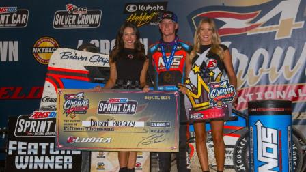 Daison Pursley (Locust Grove, Okla.) became a first-time Eldora Speedway USAC AMSOIL National Sprint Car winner on Saturday night during the 42nd running of the 4-Crown Nationals Presented By NKTELCO. (Ryan Sellers Photo) (Video Highlights from FloRacing.com)