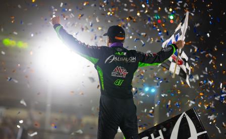 Carson Macedo topped the $83,000 Dennis Roth Classic at Tulare Saturday (Trent Gower Photo) (Video Highlights from DirtVision.com)