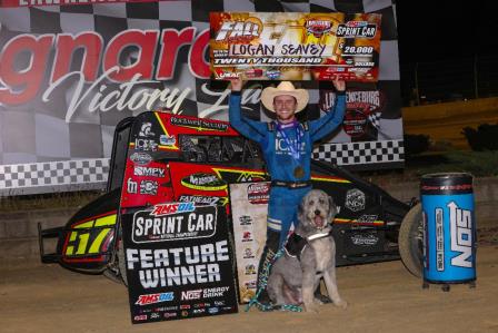 On Saturday night, Logan Seavey (Sutter, Calif.) tied Tom Bigelow for the winningest USAC AMSOIL National Sprint Car season of all-time with his 14th series victory of 2024 during the $20,000-to-win Fall Nationals at Indiana's Lawrenceburg Speedway. (Jack Reitz Photo) (Video Highlights from FloRacing.com)