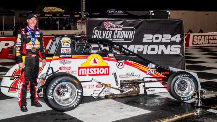 Kingsburg, California's Kody Swanson celebrated both a victory and an eighth career USAC Silver Crown championship during Championship Saturday at Lucas Oil Indianapolis Raceway Park. (Indy Racing Images Photo) (Video Highlights from FloRacing.com)