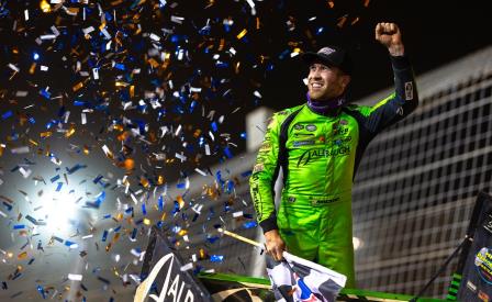 Carson Macedo won the Friday night feature at the World Finals (Trent Gower Photo) (Video Highlights from DirtVision.com)