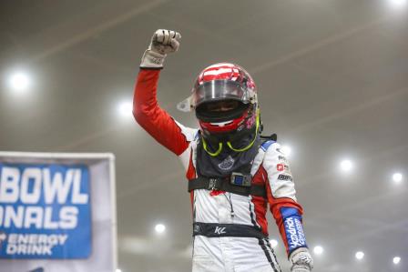 Kyle Larson won the opening prelim at the Chili Bowl (Brendan Bauman Photo) (Video Highlights from FloRacing.com)