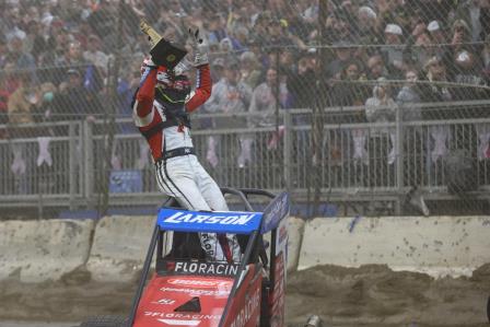 Kyle Larson won his third career Chili Bowl on Saturday (Brendon Bauman Photo) (Video Highlights from FloRacing.com)