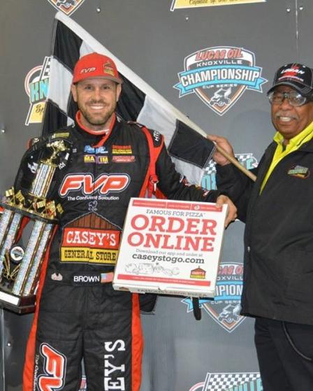 Brian celebrates his win at Knoxville with new National Sprint Car Hall of Fame inductee Doug Clark