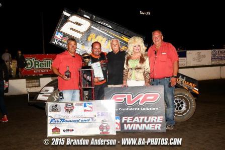 Danny Lasoski in Victory Lane at I-80 Speedway (Brandon Anderson Photo)
